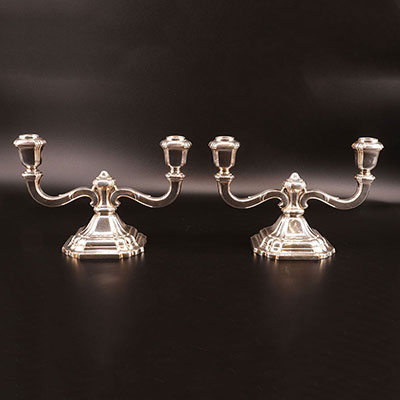 France - Pair of  solid silver candlesticks - A835 Wolfers