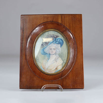 Large miniature on ivory young woman circa 1900