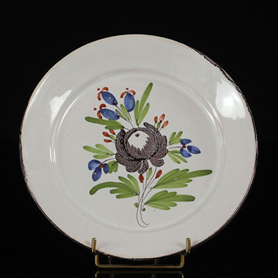 Waly France Peony plate with manganese. 18th