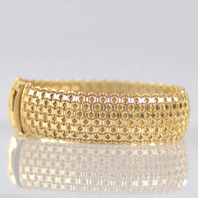 Bracelet in yellow gold (18k) plain braided links (63.9gr)
