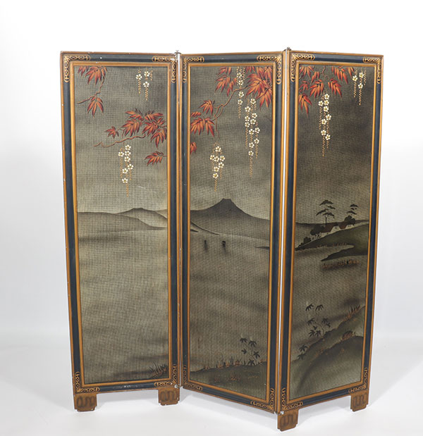 Paravent en tôle peinte Art nouveau japonisant