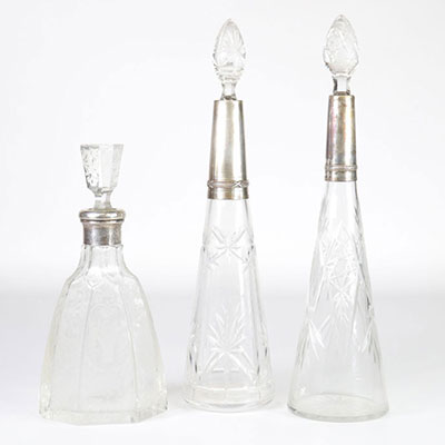 Lot of 3 crystal decanters circa 1900