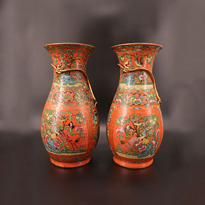中国 - 一对广州花瓶 19世纪