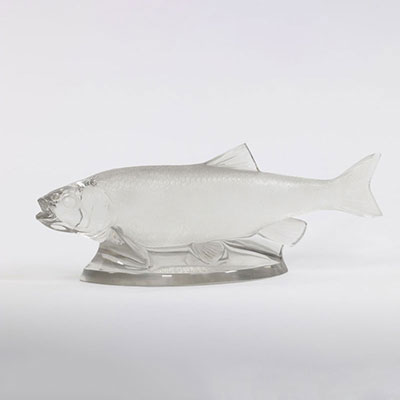 René LALIQUE (1860-1945) imposing trout in molded glass signed Lalique France circa 1930
