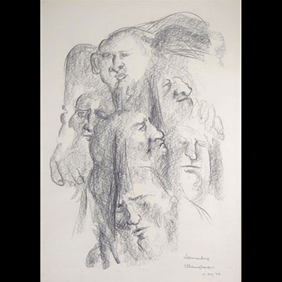 Willem VERMANDERE (1940) Charcoal signed and dated 