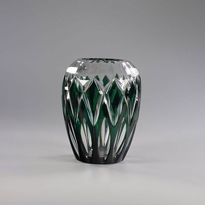Val Saint Lambert Green Art Deco vase