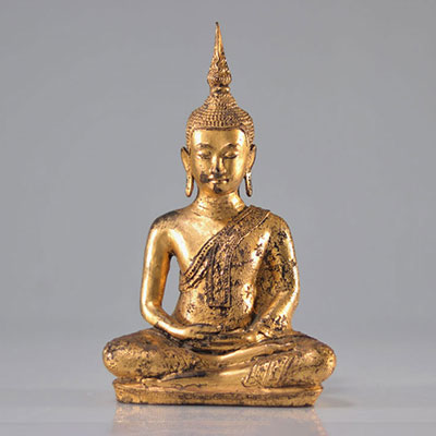 Bouddha en bronze doré Thaïlande XVIIIème