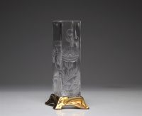 Baccarat vase with bronze foot 1900