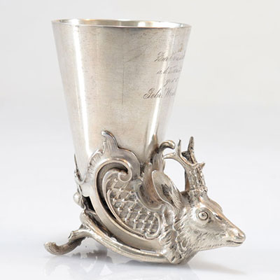 German (800) silver hunting goblet. Deer.1898