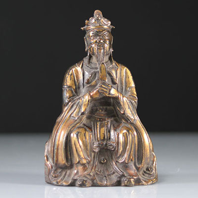 Chine bronze doré Wenchang Daoist d'époque Ming 
