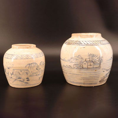 paire de pots a décor asiatique