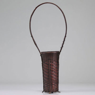 Japanese wood and metal ikebana basket 19th century