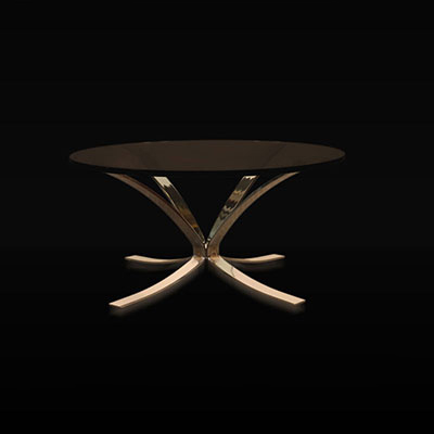 Meuble Design - Table basse pied chromé dessus en verre