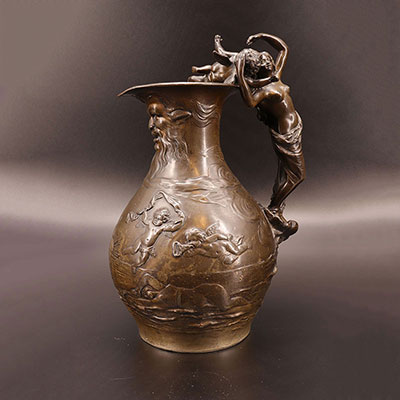 Charles Théodore PERRON (1862-1934) Detached pitcher depicting winged loves and nymphs, c.1900