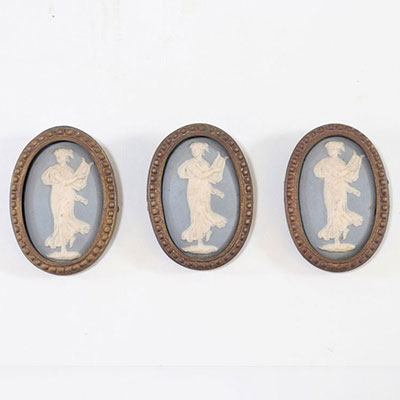 Set of 3 antique porcelain medallions