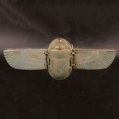 埃及 - 埃及陶制蓝甲虫宝石 古埃及晚期（约公元前664年至公元前332年）