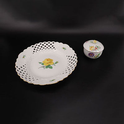 Meissen lot consisting of an openwork plate and a covered box
