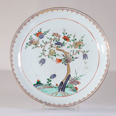 18th century porcelain plate decorated with a tree