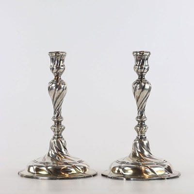 Pair of twisted silver candlesticks punch of Wolfers