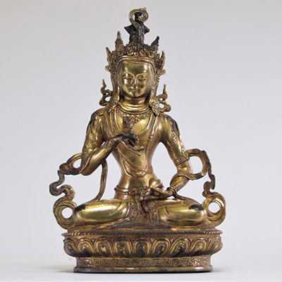 Grande statue sino-tibétaine en bronze doré connu comme un 'Vajrasattva'