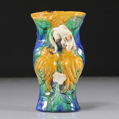 Glazed clay wall vase