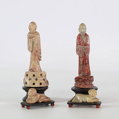 Chine lot de 4 sculptures en pierre époque Qing