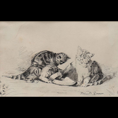 Henriette RONNER (1821-1909) Drawing 