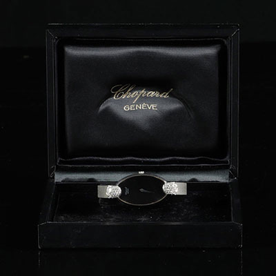 Suisse montre bracelet Chopard Genève en or gris et diamants poinçon 750 (unique).  21ème