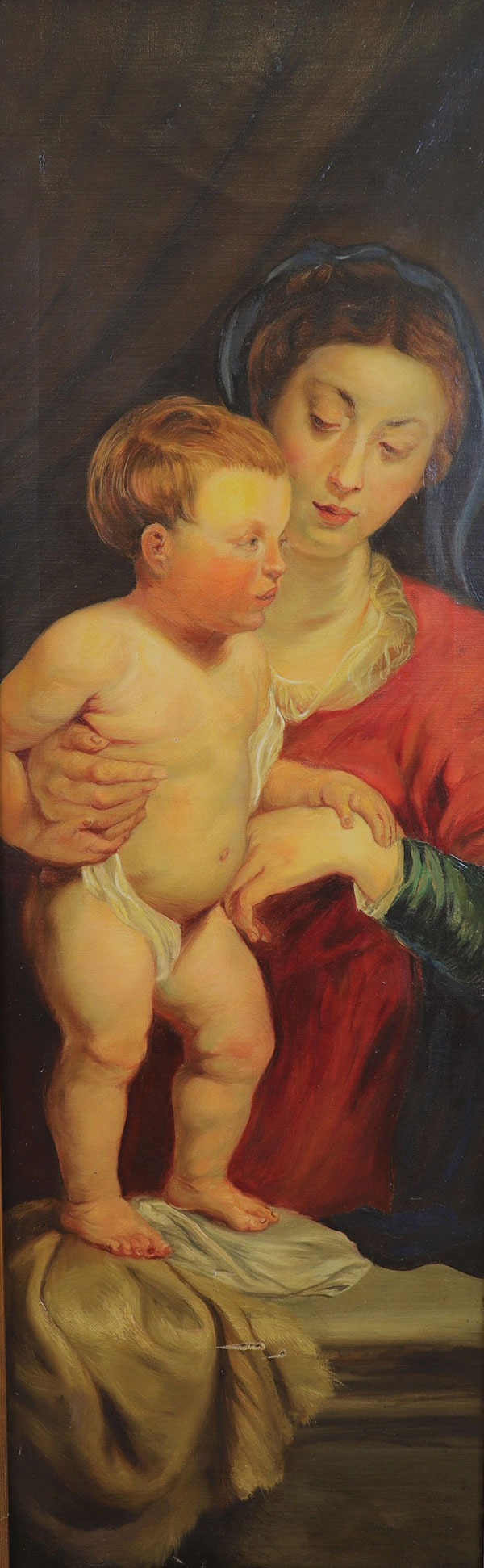 Huile sur toile Italie Vierge a l'enfant