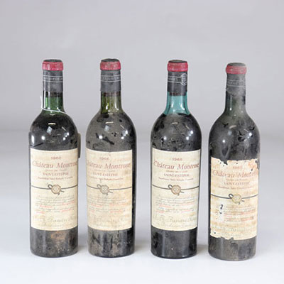 4 bottles - 75cl red wine - chateau montrose 1966