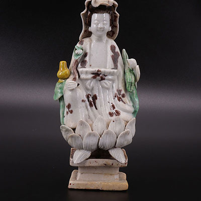 CHINA - Buddha in polychrome blanc de chine