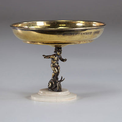 Philippe Wolfers silver cup decorated with a child on a snail