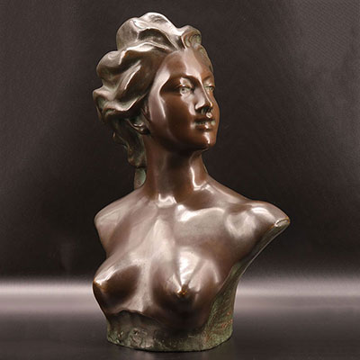 Belgique - Jef LAMBEAUX (1852-1908) Buste femme bronze