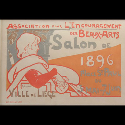 Emile BERCHMANS (1867-1947) , Estampe , affiche couleur , Imp. A. Bénard , Liège 