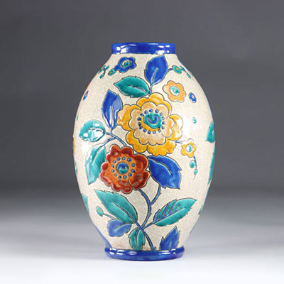Kéramis vase Art Déco décor de fleurs