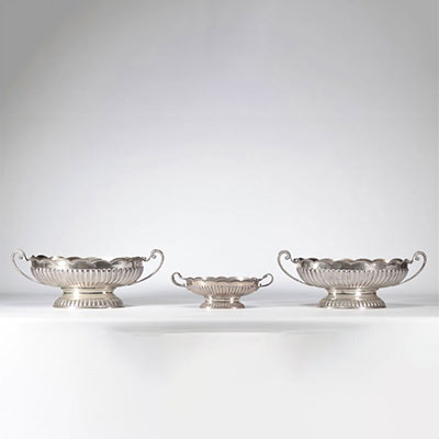 (3) Set of silver cup planters