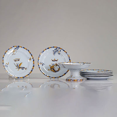 Set of 6 plates + 1 compote, decoration 