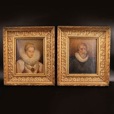 France - Oil painting on canvas Henry IV and Marguerite de Valois