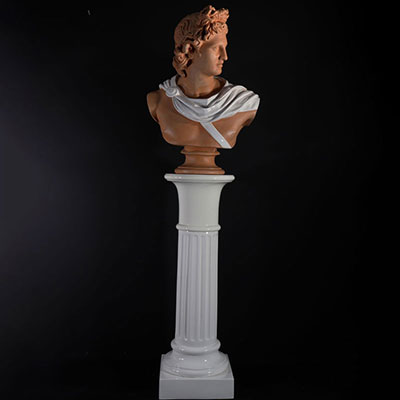 Terracotta bust on 20th Roman style column