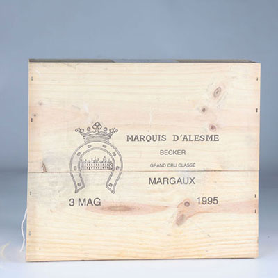 caisse 3 magnums - 150cl vin rouge - chateau margaux marquis alesme becker 1995
