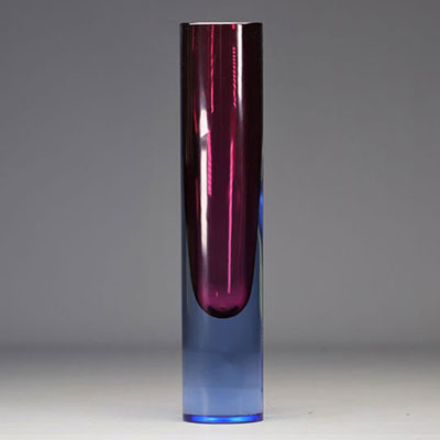 FLAVIO POLI SEGUSO VETRI D'ARTE grand vase  en verre soufflé  de forme cylindrique