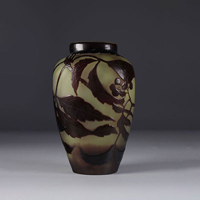 Emile Gallé vase cleared with acid floral decoration early 20th century.