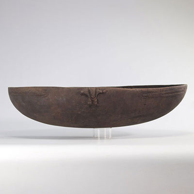Pair of large carved wooden food bowls originating from Oceania