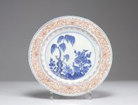 Chine - Assiettes (7) en porcelaine blanc bleu, XVIIIe siècle