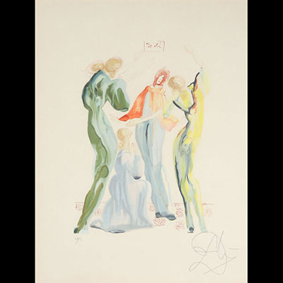 Salvador Dali  La Danse 1960 Lithographie en couleur sur vélin arches Signée dans le planche