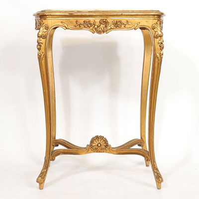 Table d'appoint en bois doré et tablette en marbre