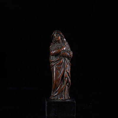 Flemish School of the 17th Carved Virgin Boxwood