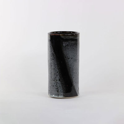 CHARLES HAIR, France, XXth Tubular gray ceramic vase signed