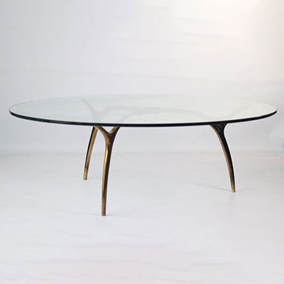 Kouloufi Brass and glass coffee table bought at expo 58 at the Vanderborg pavilion