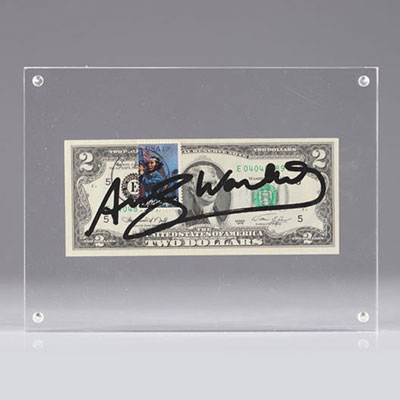 Etats-Unis - billet de 2 Dollars signé par Andy Warhol - avec certificat - 1976